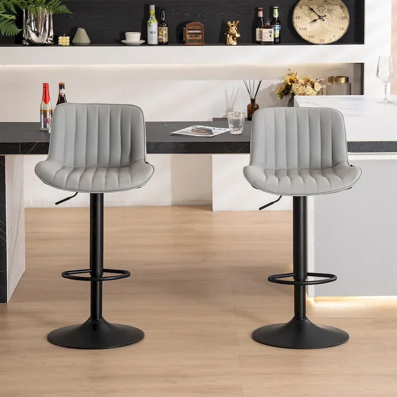 Lot de 2 tabourets de bar réglables en hauteur avec dossier pour îlot de cuisine