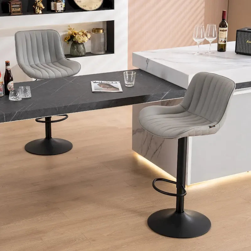 Lot de 2 tabourets de bar réglables en hauteur avec dossier pour îlot de cuisine