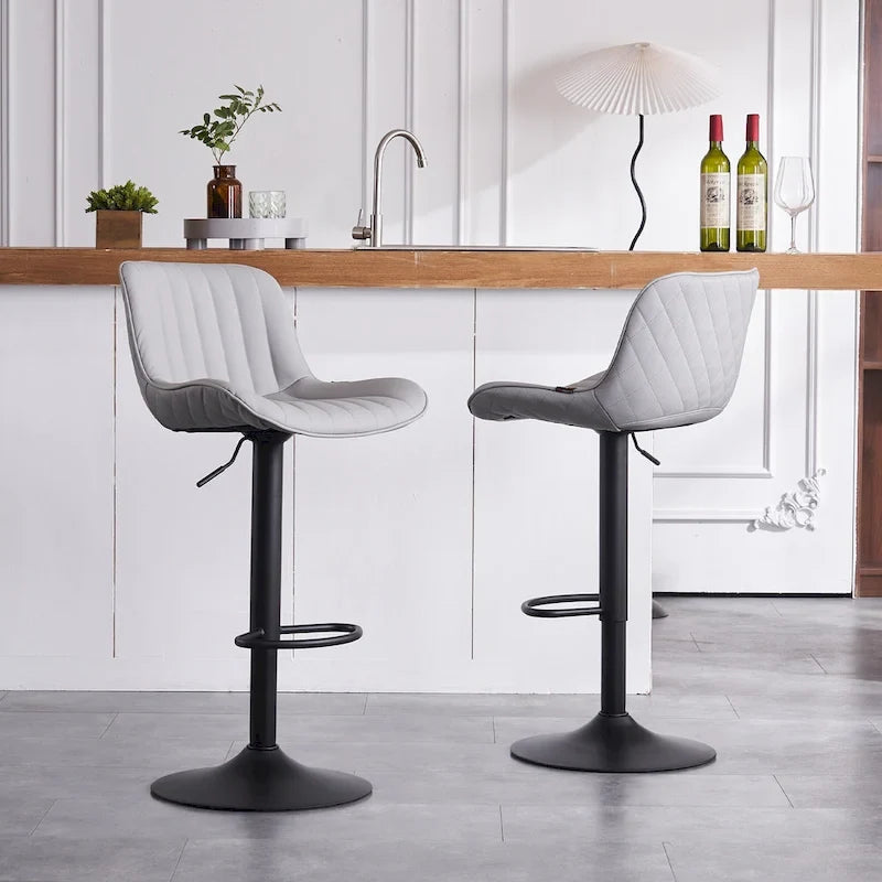 Lot de 2 tabourets de bar réglables en hauteur avec dossier pour îlot de cuisine