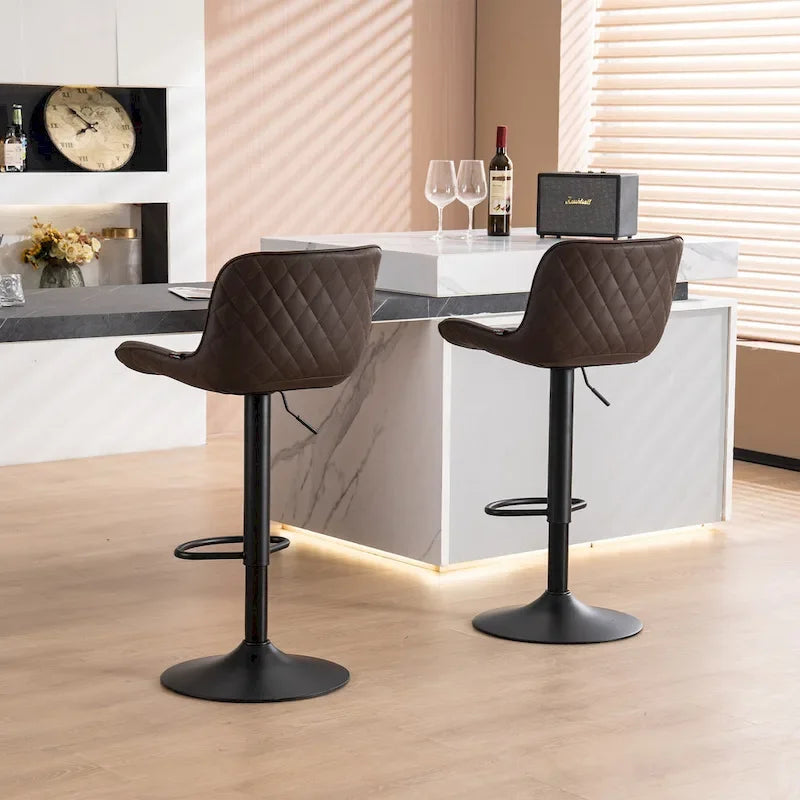 Lot de 2 tabourets de bar réglables en hauteur avec dossier pour îlot de cuisine