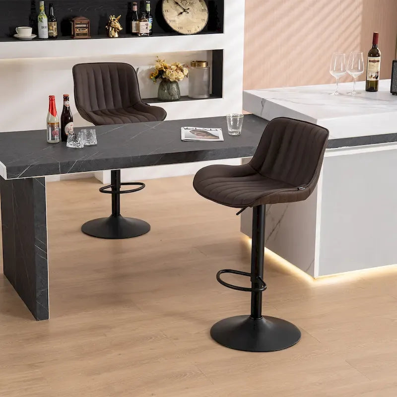 Lot de 2 tabourets de bar réglables en hauteur avec dossier pour îlot de cuisine