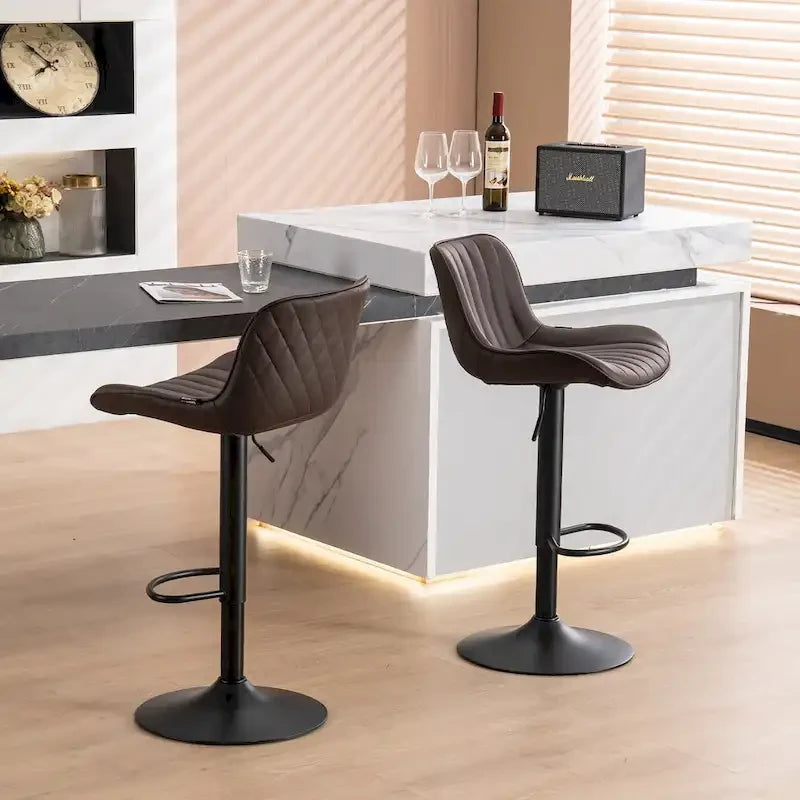 Lot de 2 tabourets de bar réglables en hauteur avec dossier pour îlot de cuisine