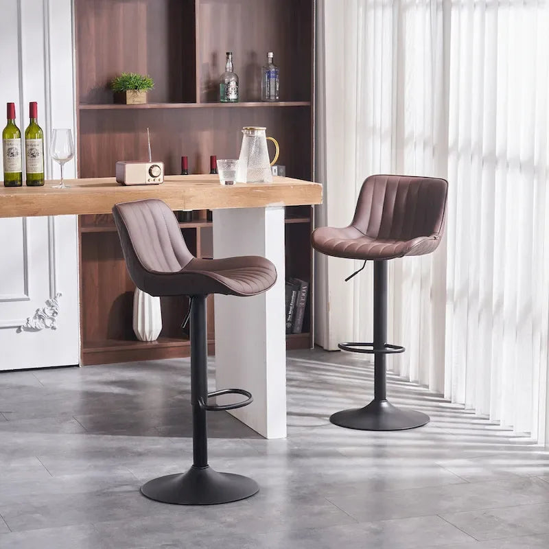 Lot de 2 tabourets de bar réglables en hauteur avec dossier pour îlot de cuisine