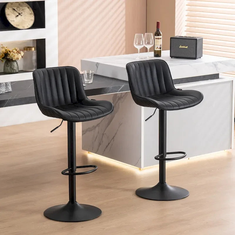 Lot de 2 tabourets de bar réglables en hauteur avec dossier pour îlot de cuisine