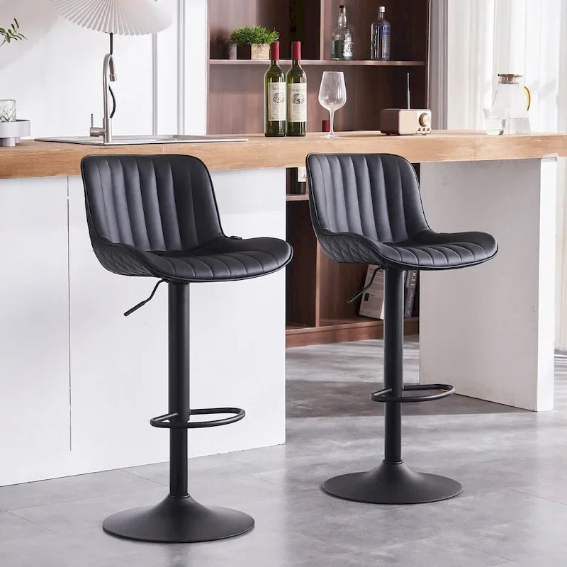 Lot de 2 tabourets de bar réglables en hauteur avec dossier pour îlot de cuisine