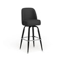 Tabouret de bar en métal avec siège baquet rembourré en vinyle pivotant et repose-pieds - 18,5P x 18,5L x 42,5H