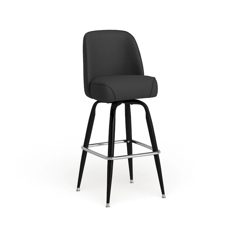 Tabouret de bar en métal avec siège baquet rembourré en vinyle pivotant et repose-pieds - 18,5P x 18,5L x 42,5H