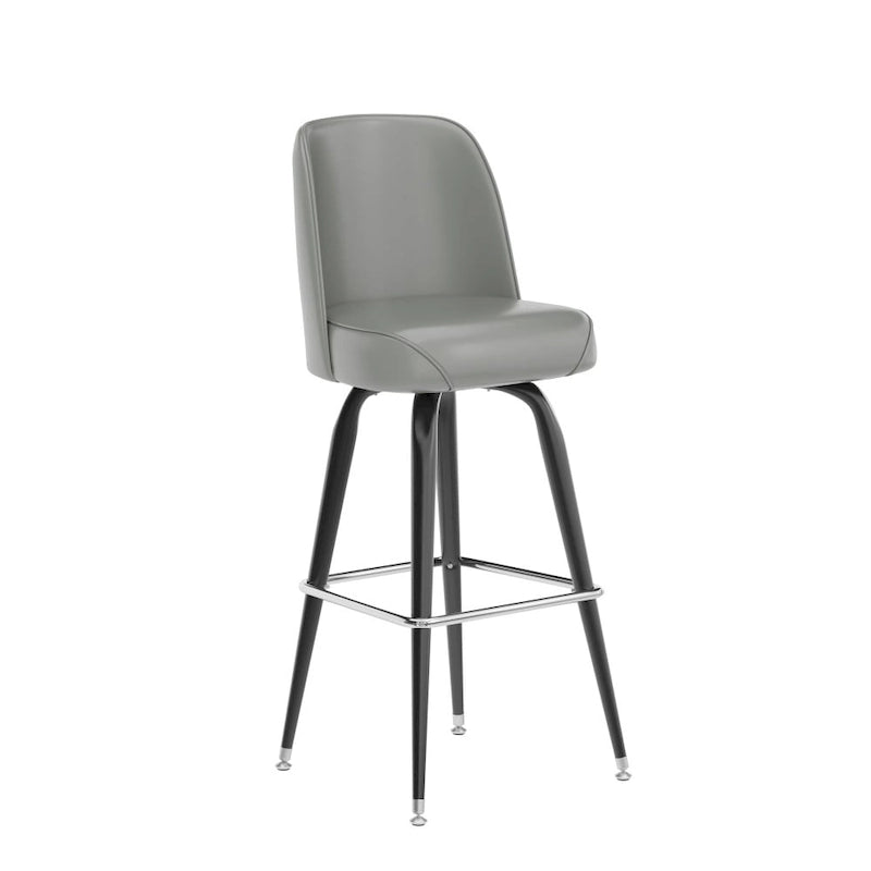 Tabouret de bar en métal avec siège baquet rembourré en vinyle pivotant et repose-pieds - 18,5P x 18,5L x 42,5H