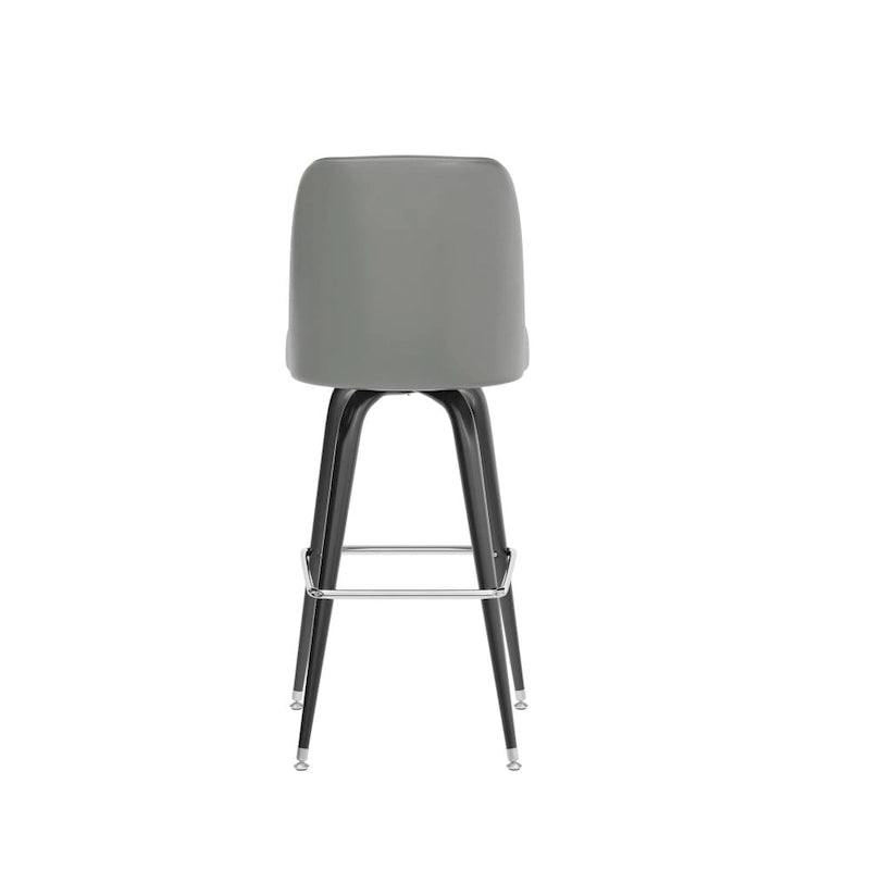 Tabouret de bar en métal avec siège baquet rembourré en vinyle pivotant et repose-pieds - 18,5P x 18,5L x 42,5H
