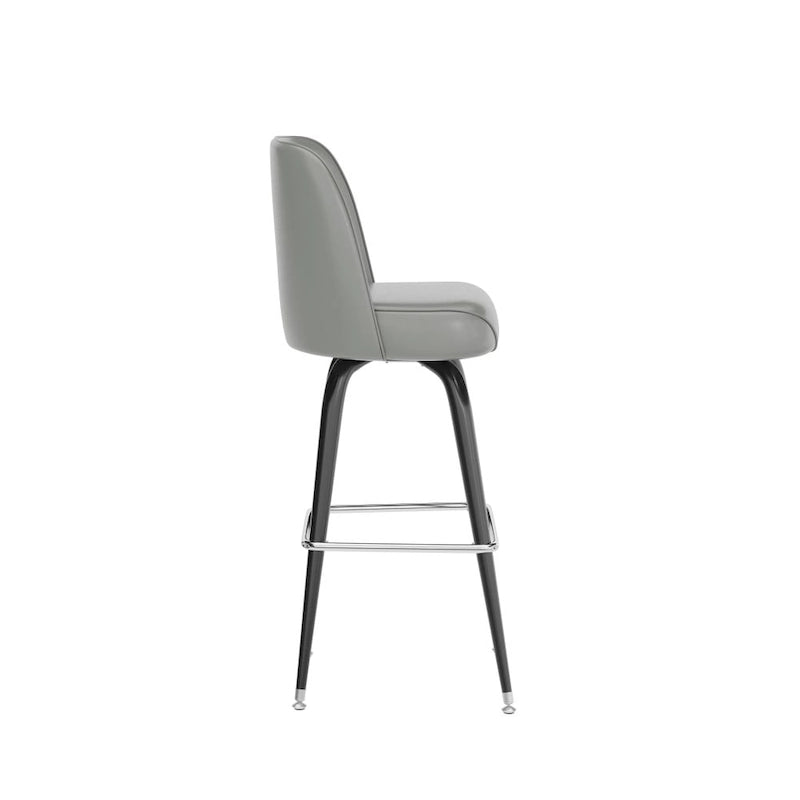 Tabouret de bar en métal avec siège baquet rembourré en vinyle pivotant et repose-pieds - 18,5P x 18,5L x 42,5H