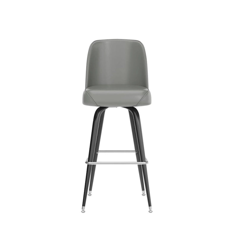Tabouret de bar en métal avec siège baquet rembourré en vinyle pivotant et repose-pieds - 18,5P x 18,5L x 42,5H