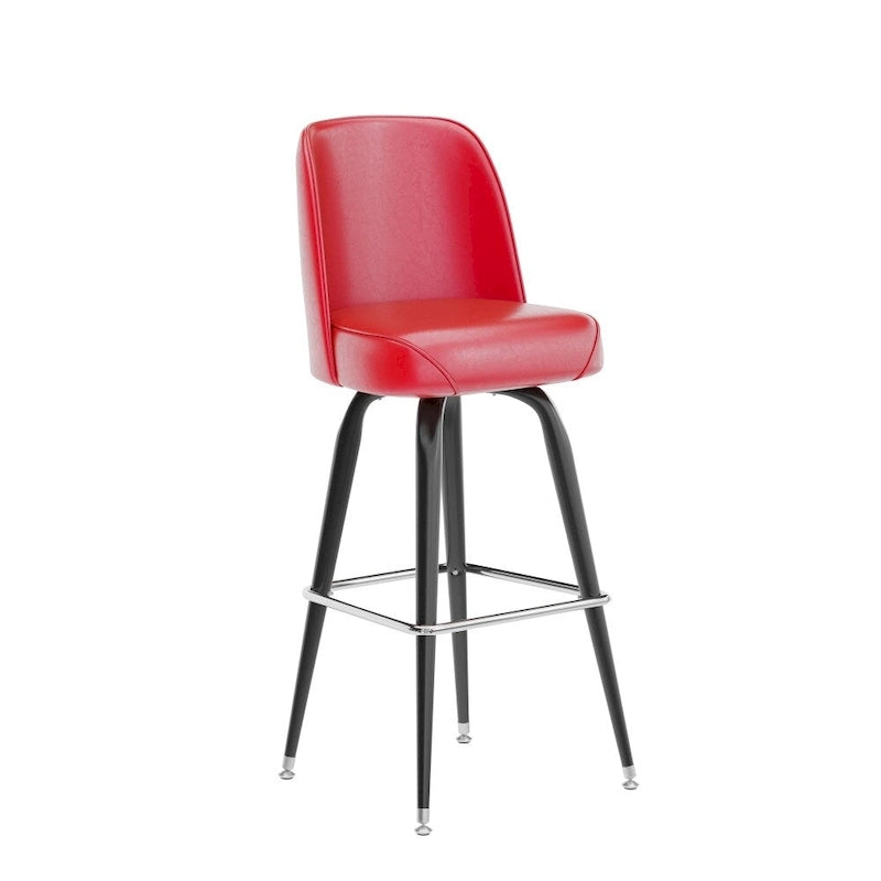 Tabouret de bar en métal avec siège baquet rembourré en vinyle pivotant et repose-pieds - 18,5P x 18,5L x 42,5H