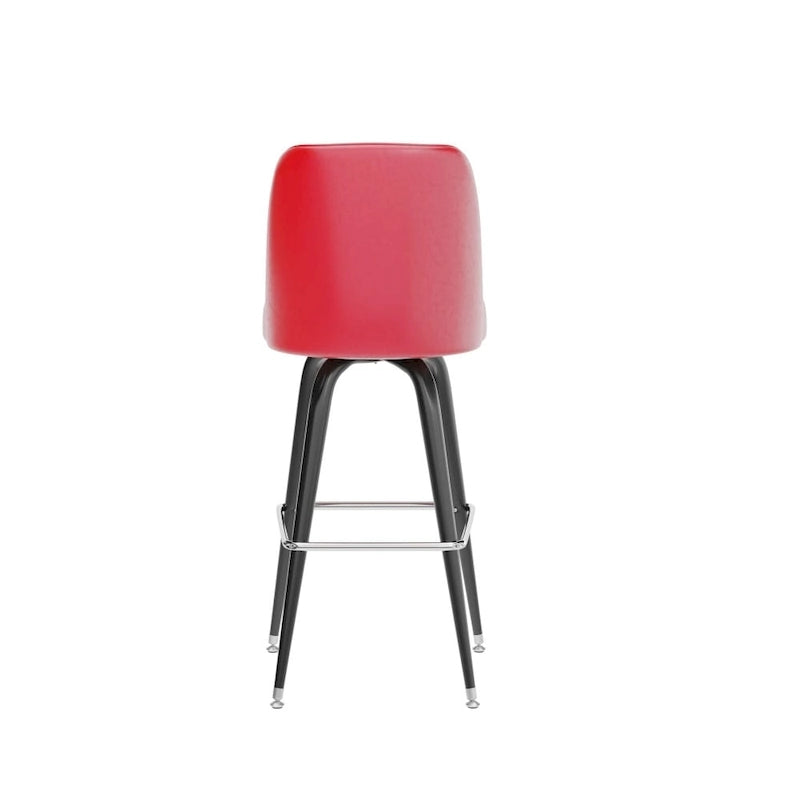 Tabouret de bar en métal avec siège baquet rembourré en vinyle pivotant et repose-pieds - 18,5P x 18,5L x 42,5H