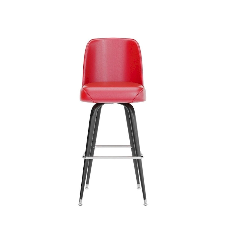 Tabouret de bar en métal avec siège baquet rembourré en vinyle pivotant et repose-pieds - 18,5P x 18,5L x 42,5H