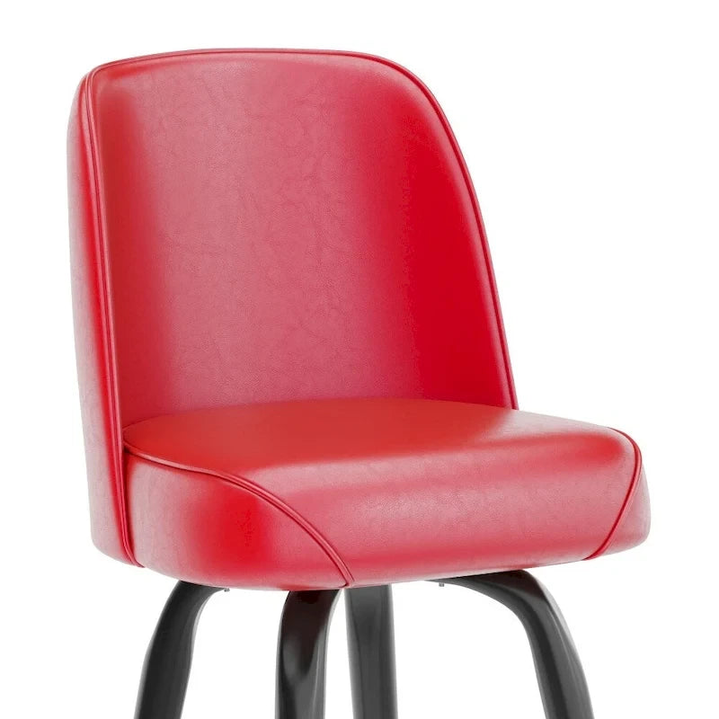 Tabouret de bar en métal avec siège baquet rembourré en vinyle pivotant et repose-pieds - 18,5P x 18,5L x 42,5H