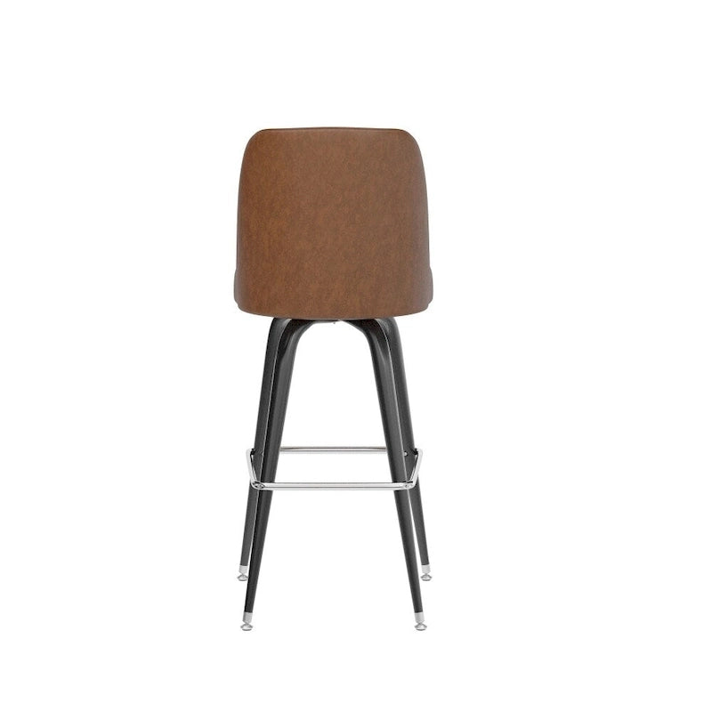 Tabouret de bar en métal avec siège baquet rembourré en vinyle pivotant et repose-pieds - 18,5P x 18,5L x 42,5H