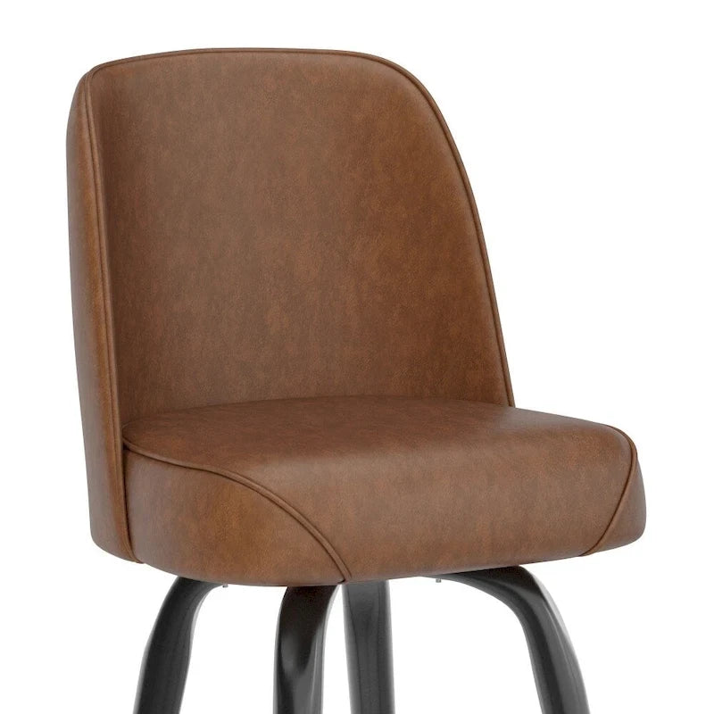 Tabouret de bar en métal avec siège baquet rembourré en vinyle pivotant et repose-pieds - 18,5P x 18,5L x 42,5H