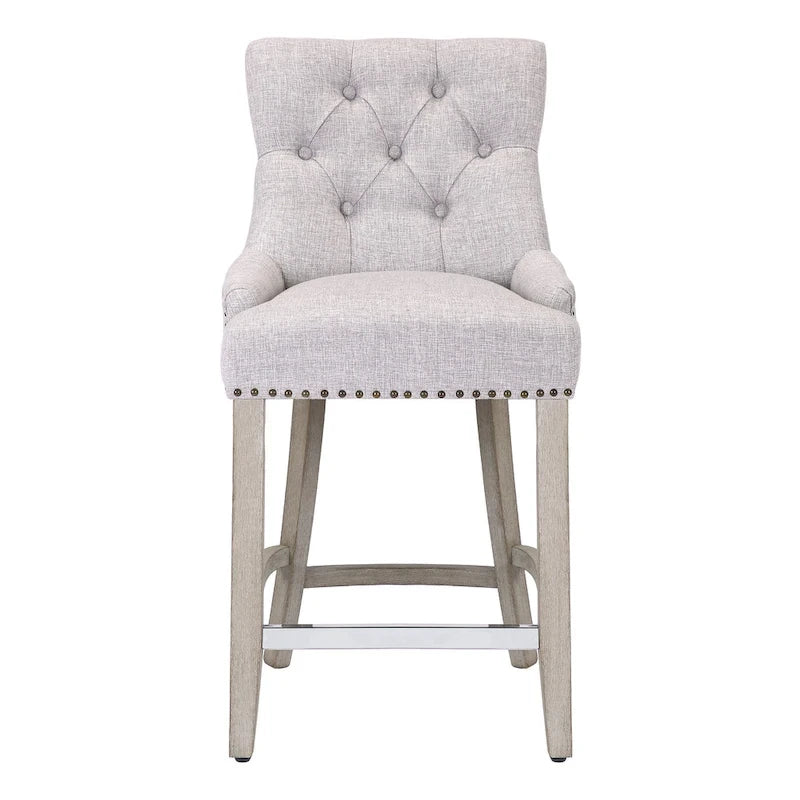 Tabouret de bar rembourré Carter 24 avec boutons touffetés