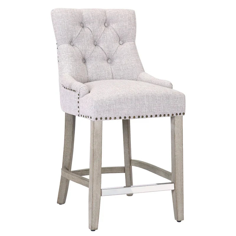 Tabouret de bar rembourré Carter 24 avec boutons touffetés