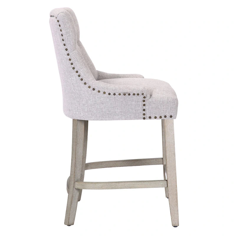 Tabouret de bar rembourré Carter 24 avec boutons touffetés