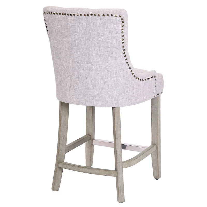 Tabouret de bar rembourré Carter 24 avec boutons touffetés