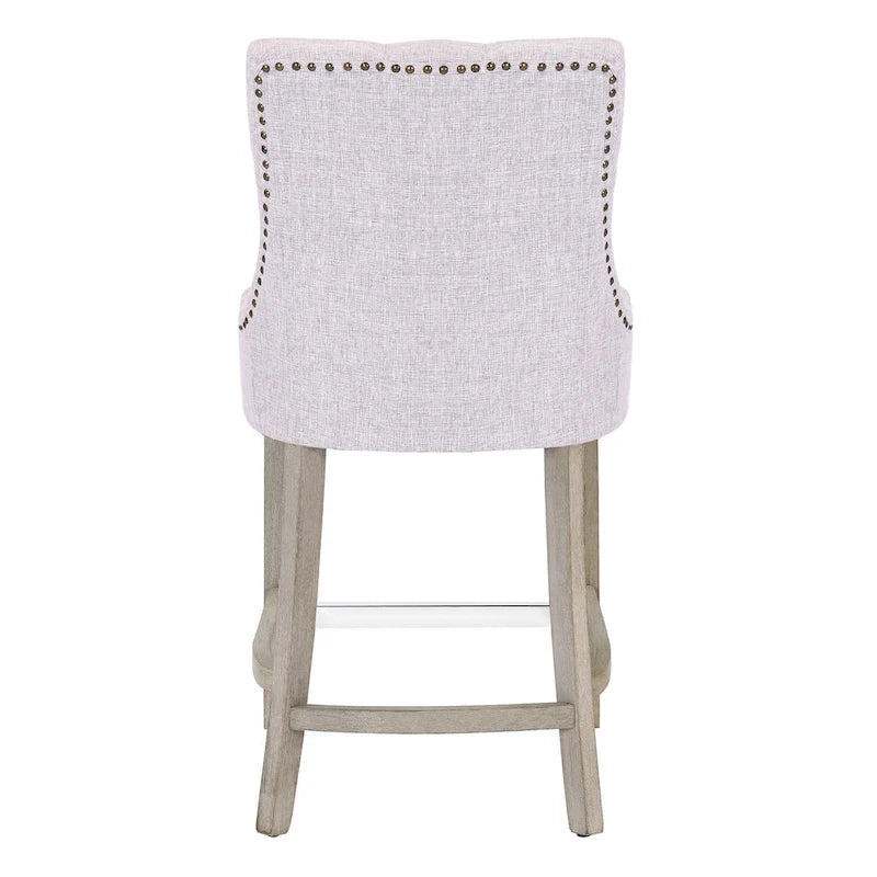 Tabouret de bar rembourré Carter 24 avec boutons touffetés