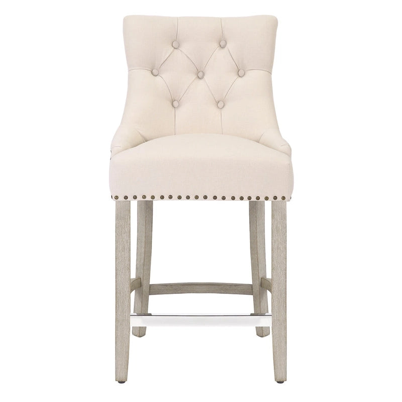 Tabouret de bar rembourré Carter 24 avec boutons touffetés