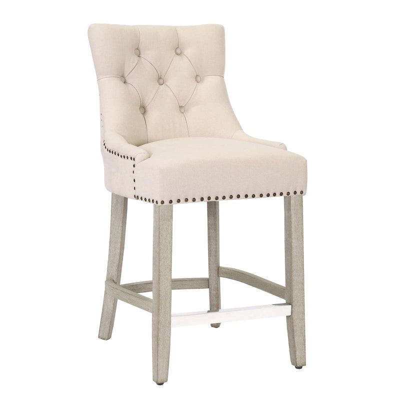 Tabouret de bar rembourré Carter 24 avec boutons touffetés
