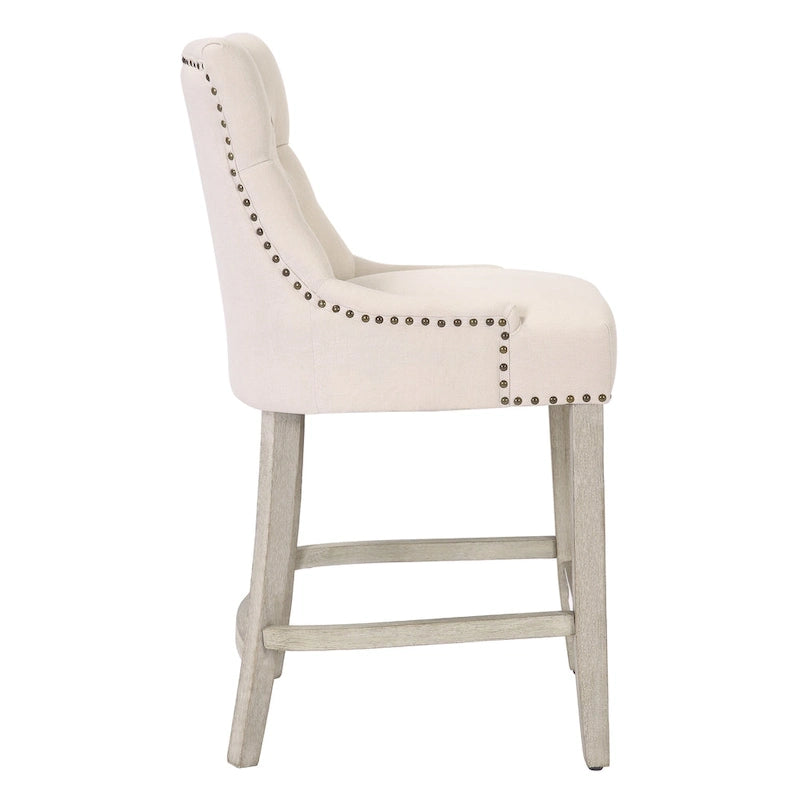 Tabouret de bar rembourré Carter 24 avec boutons touffetés