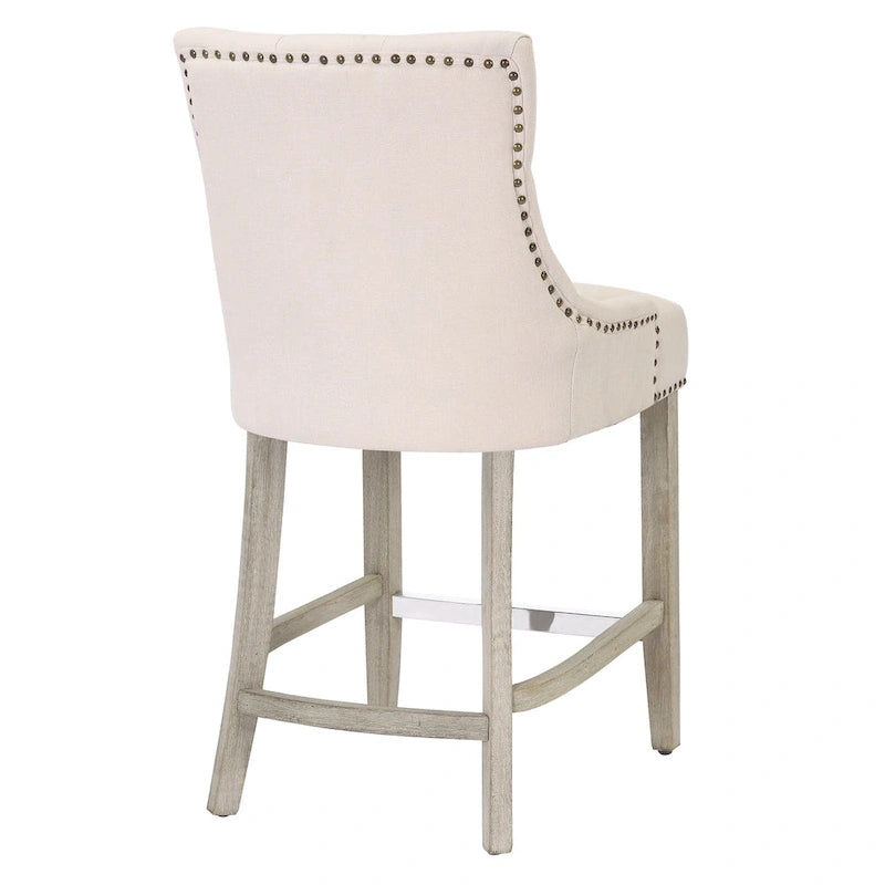 Tabouret de bar rembourré Carter 24 avec boutons touffetés