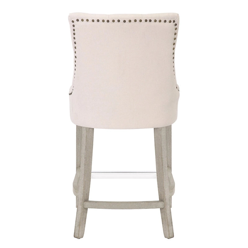 Tabouret de bar rembourré Carter 24 avec boutons touffetés