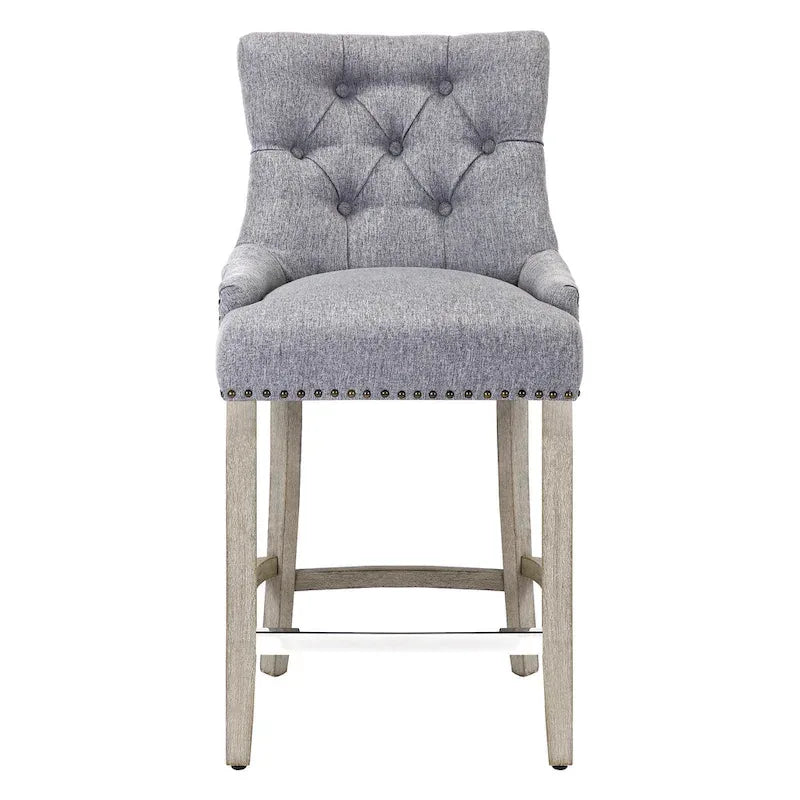 Tabouret de bar rembourré Carter 24 avec boutons touffetés