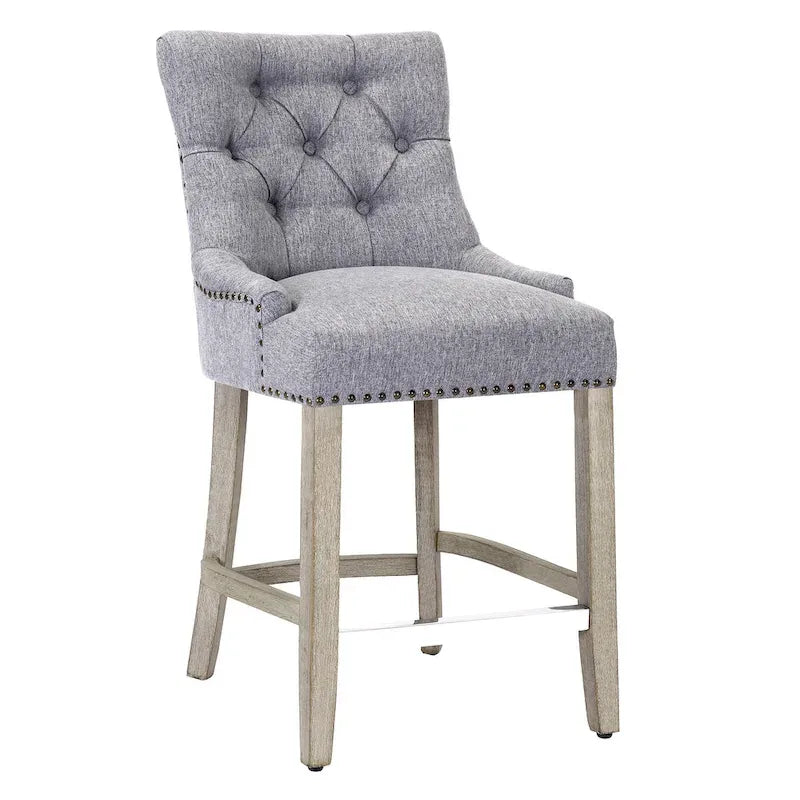 Tabouret de bar rembourré Carter 24 avec boutons touffetés