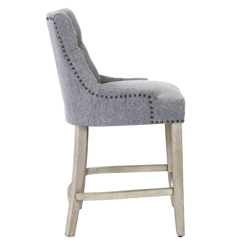 Tabouret de bar rembourré Carter 24 avec boutons touffetés
