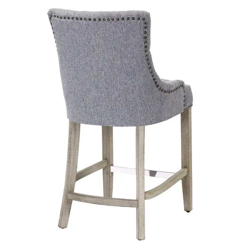 Tabouret de bar rembourré Carter 24 avec boutons touffetés