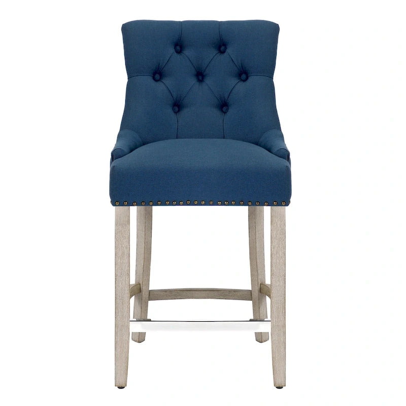 Tabouret de bar rembourré Carter 24 avec boutons touffetés