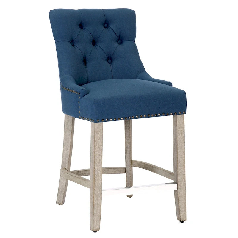 Tabouret de bar rembourré Carter 24 avec boutons touffetés