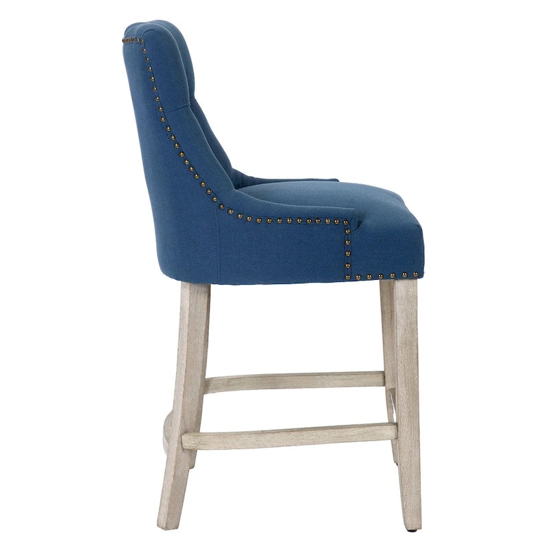 Tabouret de bar rembourré Carter 24 avec boutons touffetés