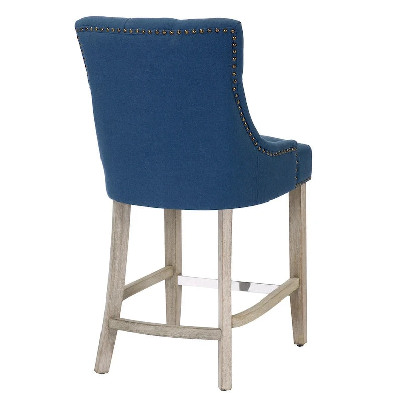 Tabouret de bar rembourré Carter 24 avec boutons touffetés
