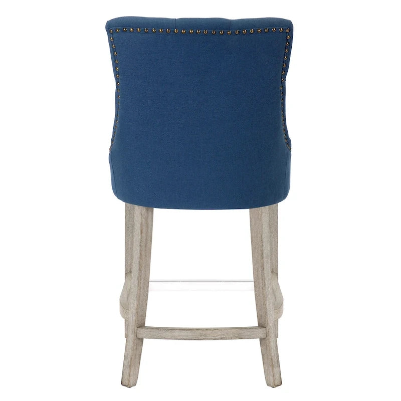 Tabouret de bar rembourré Carter 24 avec boutons touffetés