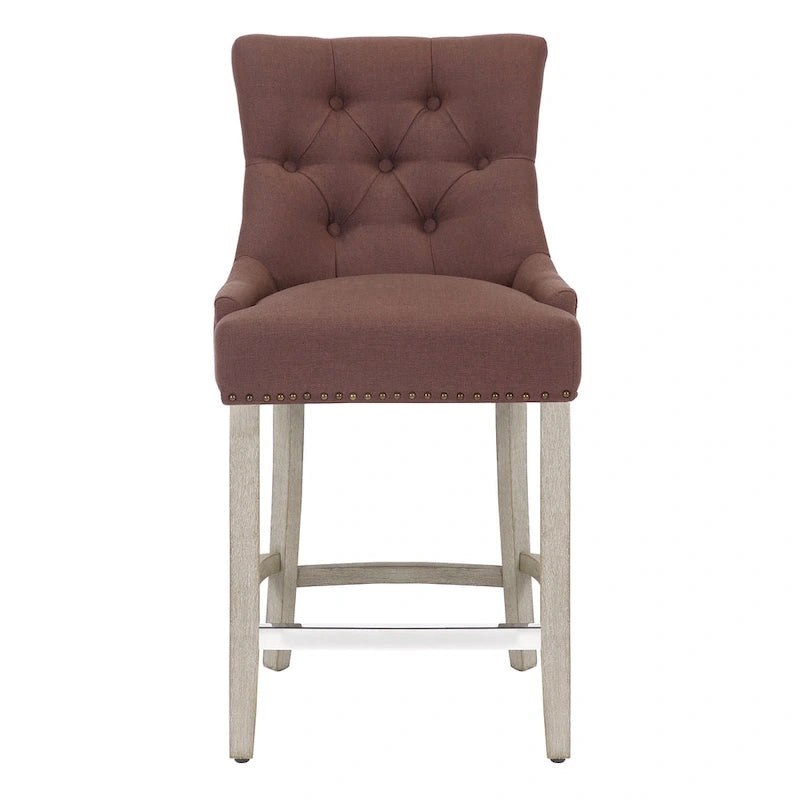 Tabouret de bar rembourré Carter 24 avec boutons touffetés