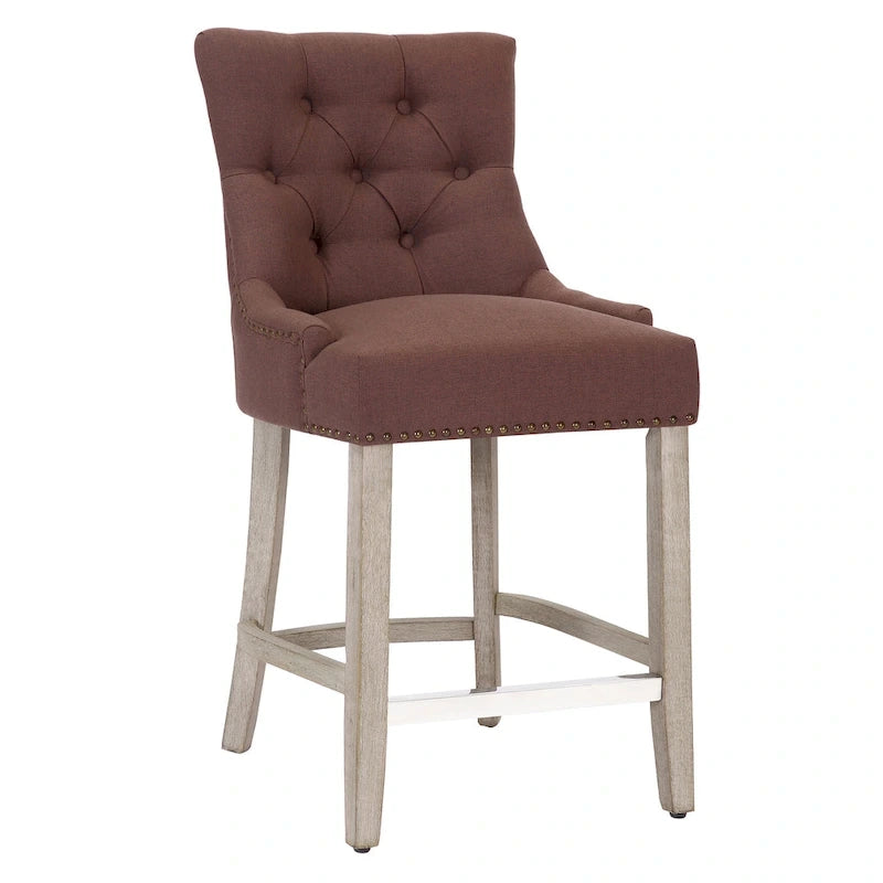 Tabouret de bar rembourré Carter 24 avec boutons touffetés