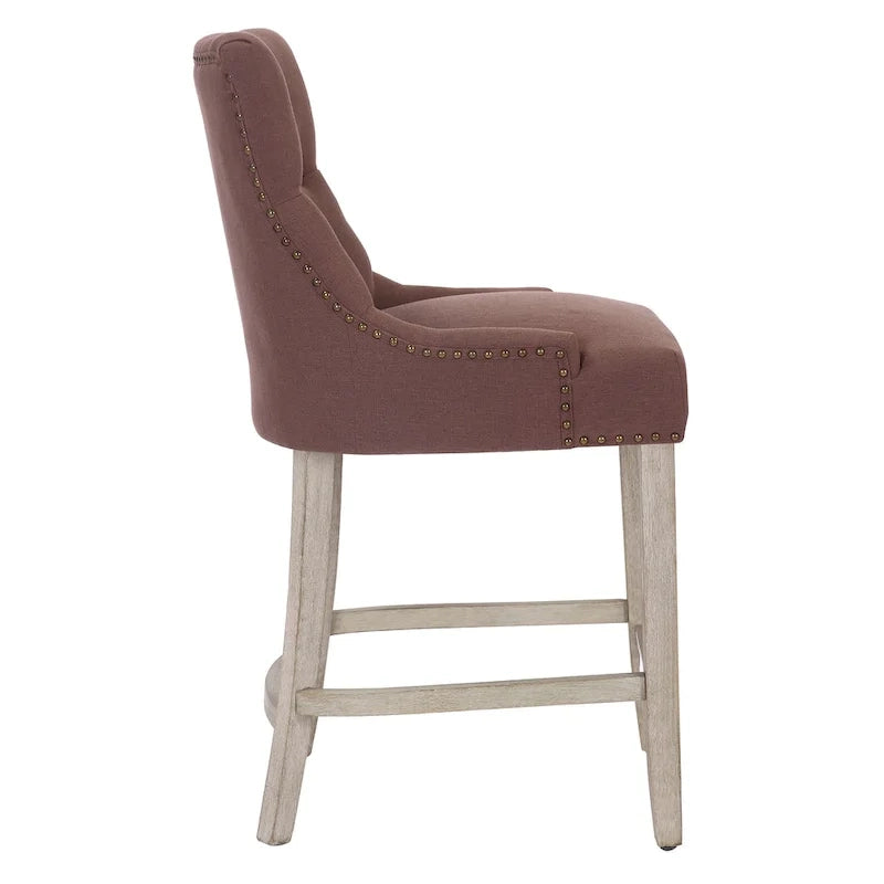 Tabouret de bar rembourré Carter 24 avec boutons touffetés