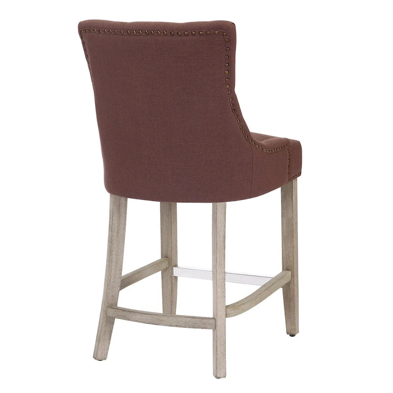 Tabouret de bar rembourré Carter 24 avec boutons touffetés