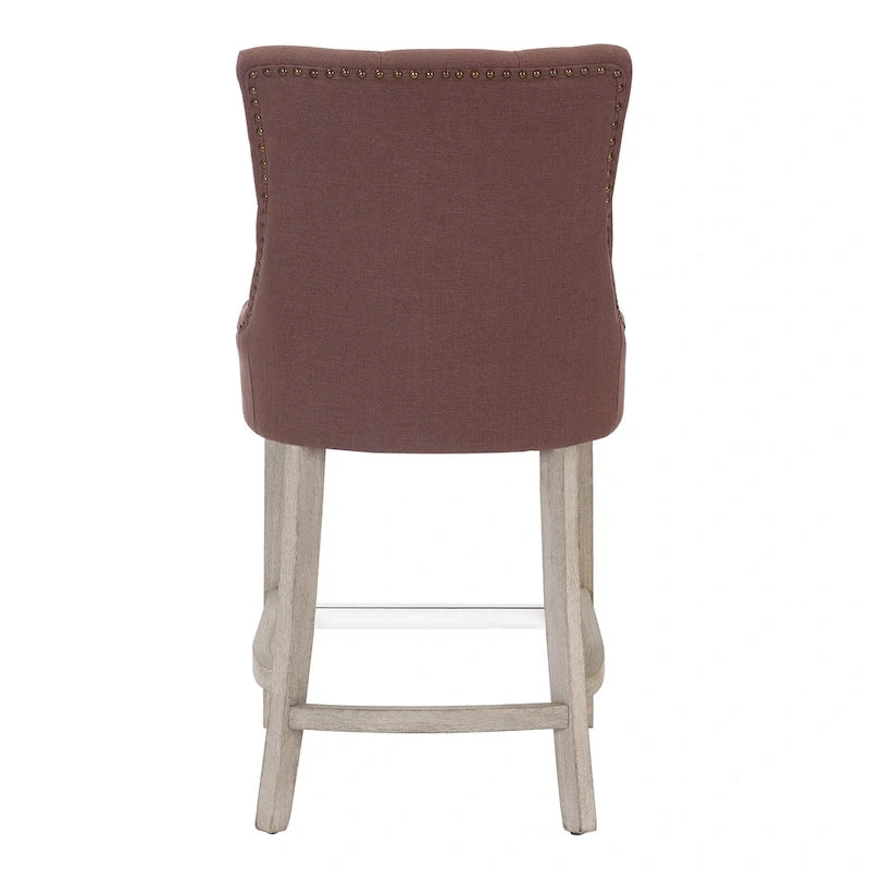Tabouret de bar rembourré Carter 24 avec boutons touffetés