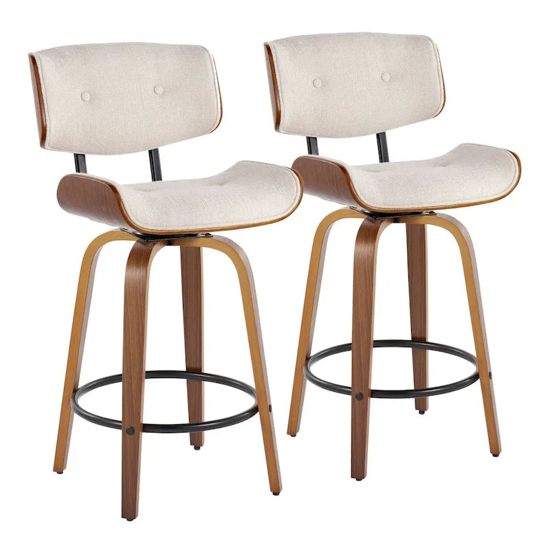 Tabouret de comptoir Carson Carrington Leksand 26 à hauteur fixe avec pieds en bois courbé (lot de 2)