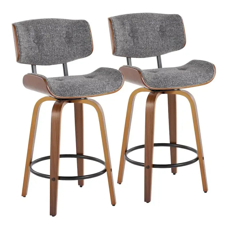 Tabouret de comptoir Carson Carrington Leksand 26 à hauteur fixe avec pieds en bois courbé (lot de 2)