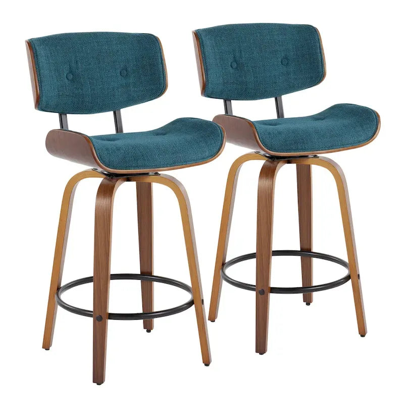 Tabouret de comptoir Carson Carrington Leksand 26 à hauteur fixe avec pieds en bois courbé (lot de 2)