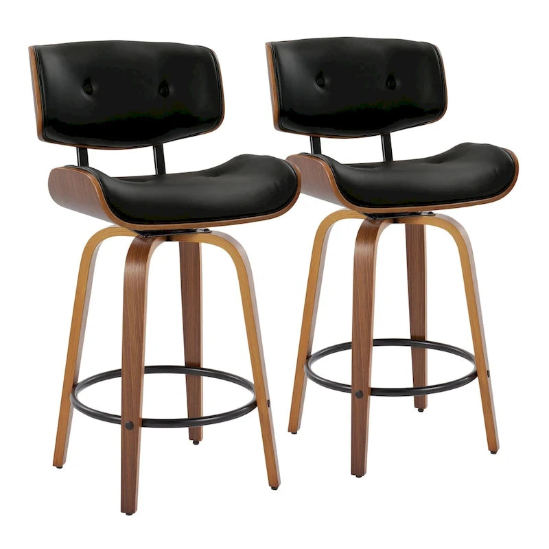 Tabouret de comptoir Carson Carrington Leksand 26 à hauteur fixe avec pieds en bois courbé (lot de 2)