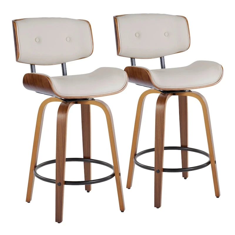 Tabouret de comptoir Carson Carrington Leksand 26 à hauteur fixe avec pieds en bois courbé (lot de 2)